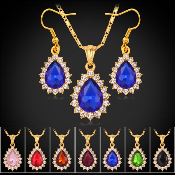 

christmas gift new items swa rhinestone ruby crystal pendant earrings jewelry sets 18k real gold plated jewellery for women s745, Silver