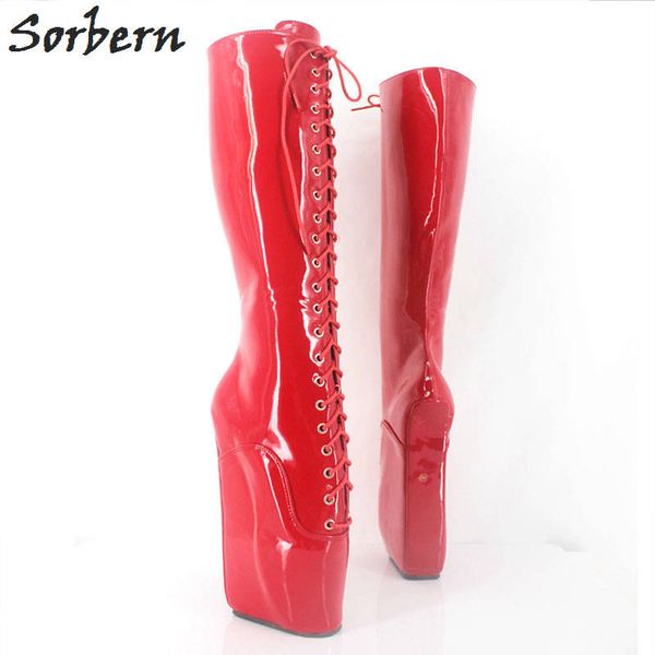 red shiny booties
