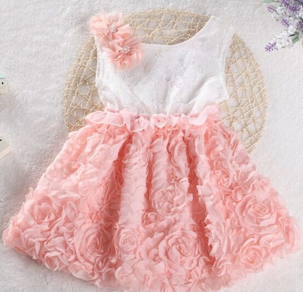 

summer arrival children dress rose flower chiffon girl vest lace dress kid's princesss dresses child clothes, Red;yellow