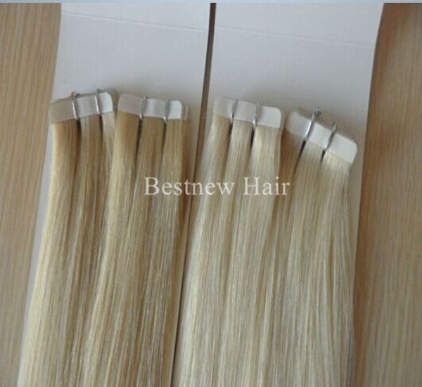 

super quality tape in hair extensions indian remy pu hair extension #60 #613 100g 40pcs 16" 18" 20" 22" 24" tape ha, Black