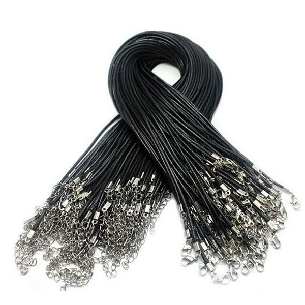 

black coffee wax snake necklace beading cord string rope wire extender chain with lobster clasp diy jewelry component ing, White;red