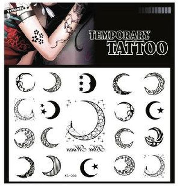 Acheter Tatouages De Lune Noire Tatouages Temporaires Tatouages De Lune De Corps Autocollants Avec Les Femmes étoiles Tatouages Dames