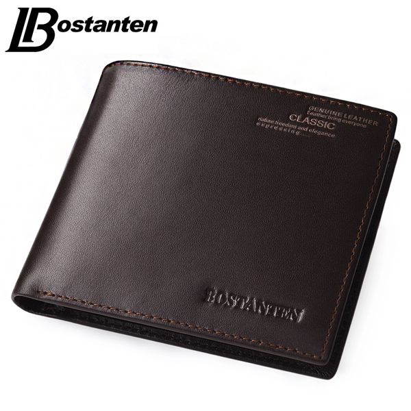 

bostanten coffee new sale vintage men vertical style cow leather men wallet men designer carteras money clip purse, Black