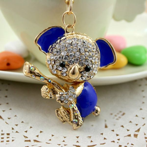 

new design blue koala car keyring,key chain/keychain,purse/handbag charms,nice gift real gold plated alloy keyring,ing, Slivery;golden