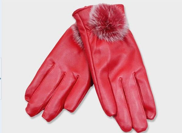 Открытый езда перчатки меха женские мотоциклетные перчатки для женщин PU кожаные перчатки овчины женщины перчатки теплые зимние перчатки бесплатная доставка