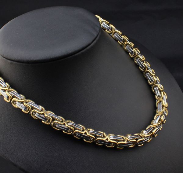 

heavy men's jewelry byzantine chain gold silver duotone necklaces bracelets set