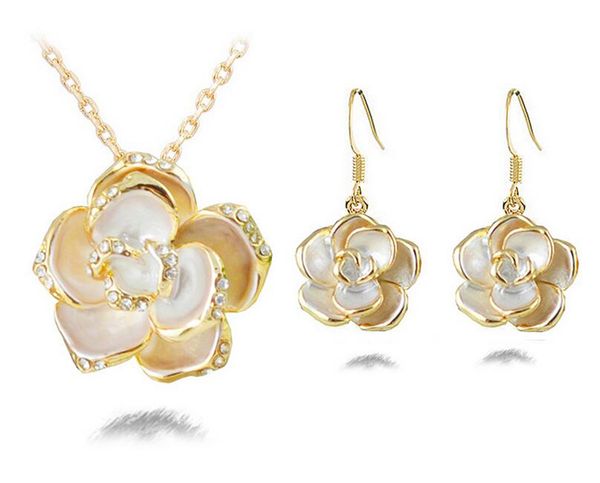 

18kgp flower necklace earrings jewelry sets for women fashion party jewelry sets jewelry set g082, Silver
