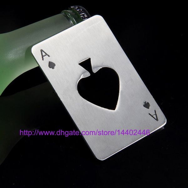 

50pcs stainless steel playing poker card ace heart shaped soda beer red wine cap can bottle opener bar tool openers