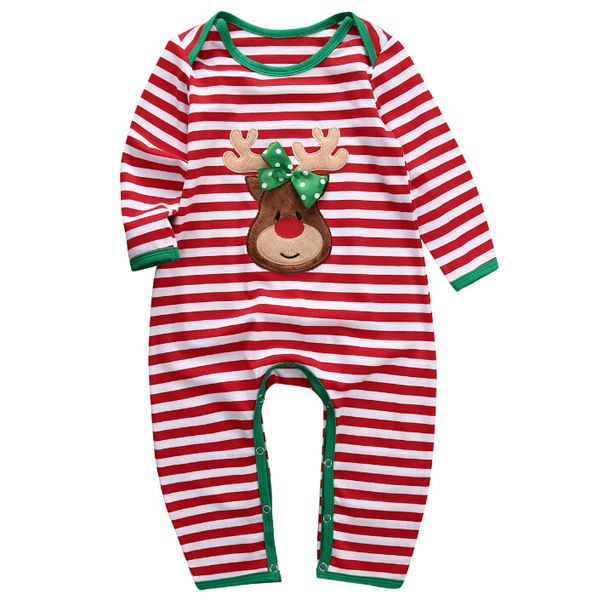 Natal Roupas de Bebê Macacão Listrado Pijamas Sleepwear Romper Macacões de Algodão de Manga Longa Recém-nascidos Roupas Infantis Do Bebê Meninos Roupas Meninas