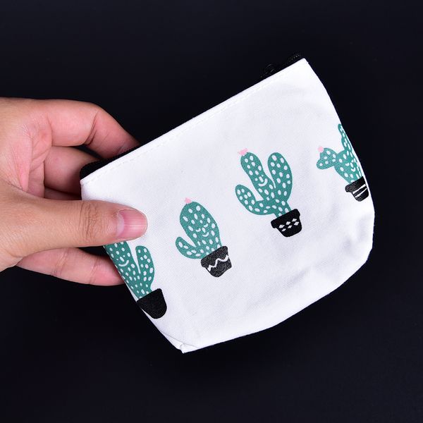 

wholesale- cute cactus zipper canvas student mini coin key zero wallet card bag women student gift wholesale, Red;black