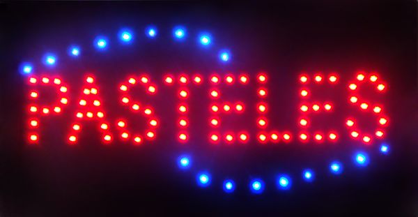 palavras em espanhol personalizado sinais LED Pasteles neon logotipo palavra vermelho acende semi-ao ar livre tamanho 48 centímetros * 25 centímetros frete grátis