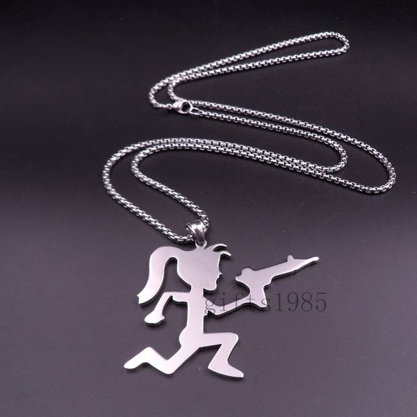 

hatchetman icp juggelette gun pendant stainless steel 30"necklace music charm, Silver