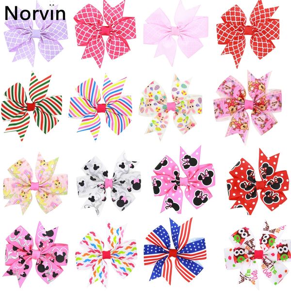 

norvin 28 шт. / лот девушки клип дети grosgrain ленты луки заколки для волос s аксессуары для волос заколка для волос оптовая 28 печати hc06