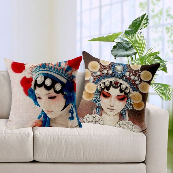 

new classical pillow case opera mask cushion cover chinese style cuscini divano vintage cushion cover for car seat decoration