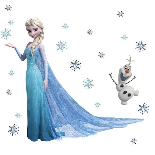 2019 2014 Queen Elsa Frozen Wall Stickers Olaf Decorative Wall Decal Cartoon Wallpaper Kids Frozen Decoration Christmas Wall Art H0009 From Jiujiu999