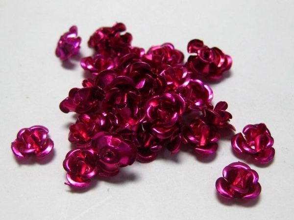 

wholesale-200 mixed colour aluminum metal rose flower beads 6mm finding, Silver