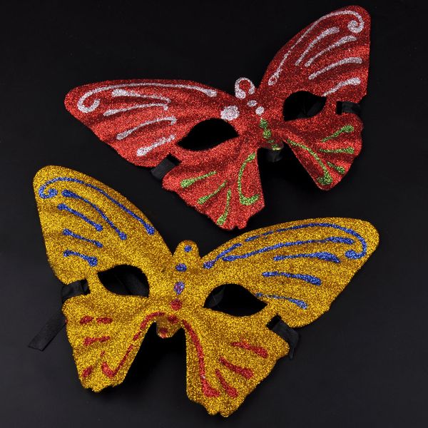 

Gold/Red Butterfly Color Sequins Masquerade Mask Half Face Color Powder Dancing Party Sexy Classic Women Mask Halloween Princess Cosplay