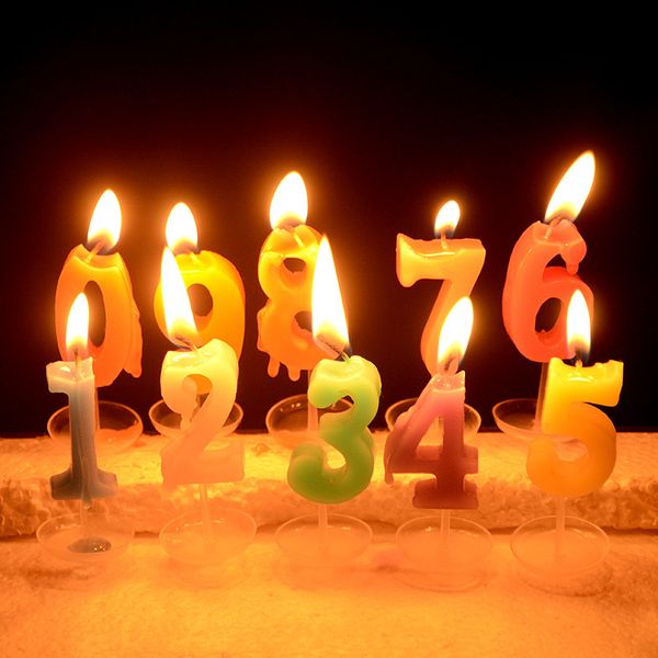 

Multi Colors Number Candle with Plate Romantic Craft Birthday Candle Cake Accessory Party Decoration Online SD943