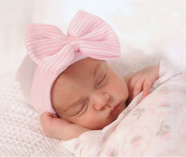 

baby hat baby beanie with big bow infant girls and boys newborn hospital hat baby accessories size 0-3 months, Yellow