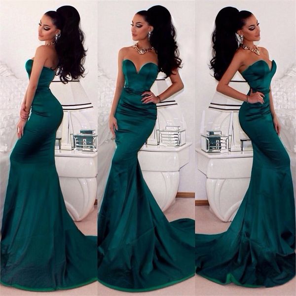 emerald green fishtail prom dress