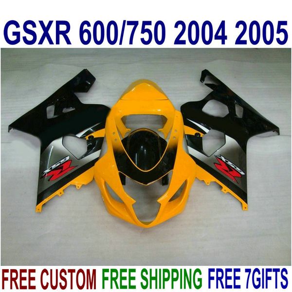 

fairing kit for suzuki gsxr600 gsxr750 2004 2005 k4 motobike gsx-r600/750 04 05 silver orange black plastic fairings set ur95