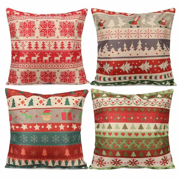 

wholesale-christmas elements series ow cover 4 patterns xmas linen cotton ow case square home supplies