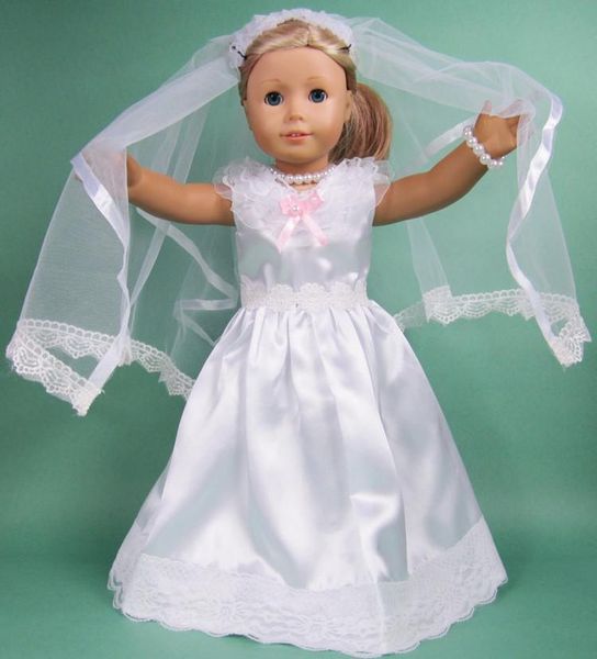 Hot Sale Fashion White Wedding Veil Doll Dress Clothes Fashion
