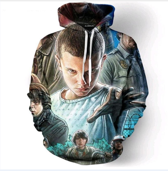 

2017 autumn winter men women new fashion 3d hoodies stranger things printing casual hoody funny sweatshirt xk133, Black