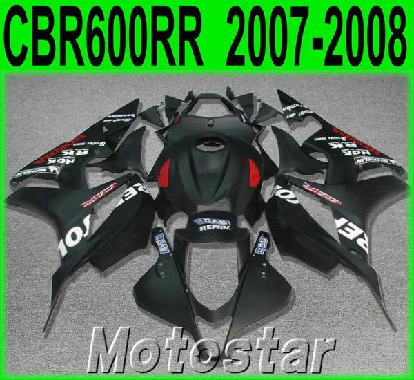 Injecção Moldagem Kit de Feira para Honda CBR600RR 07 08 Aftermarket CBR 600RR F5 2007 2008 Matte Black Repsol Fairings de alta qualidade FG33