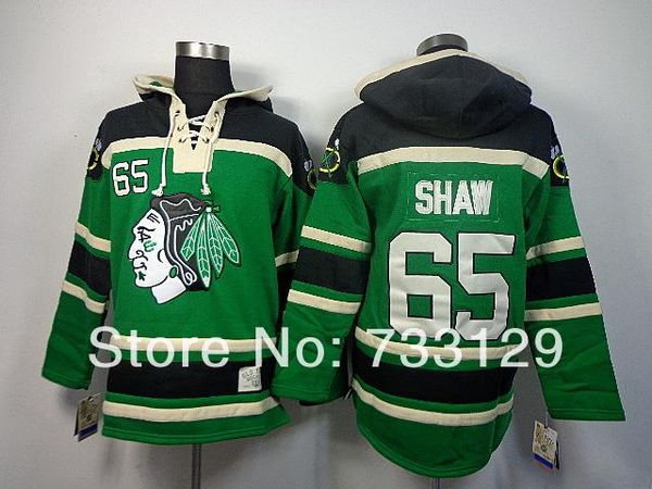 

2016 new, stitched old time hockey hoodies #65 andrew shaw green fleece hoodie jersey men's hockey sweatshirts embroidery name&nu, Black;red