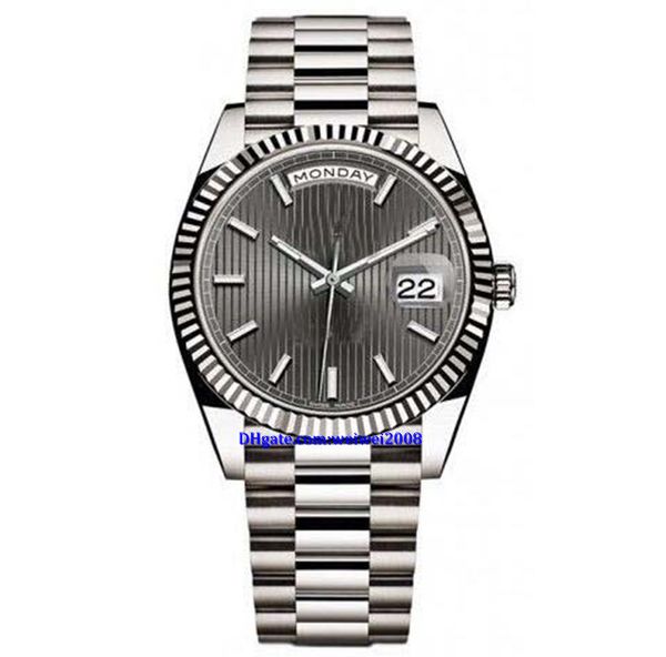 

president 40mm 18kt white gold dark rhodium index dial 228239, Slivery;brown