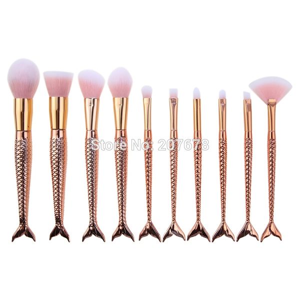 

fish tail fan foundation пудра тени для век макияж кисти контур смешивание косметика инструмент 10шт набор кисточек для макияжа