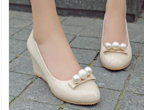 

2016 autumn slope shoes women's small yards 313233 big yards 40414243 round head shallow mouth low shoes, Black