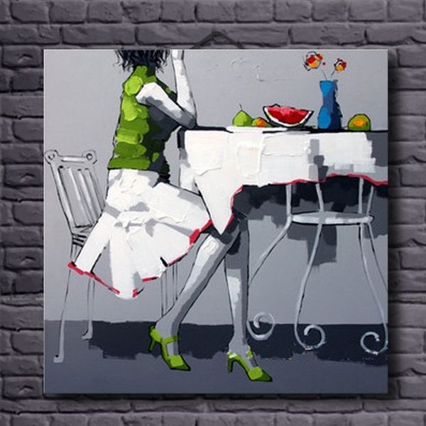 2018 Handmade Modern Abstract Decorative The Woman And Dining Table Handmade Modern Abstract Decorative The Woman And Dining Table Oil Painting On Canvas Wall Art For