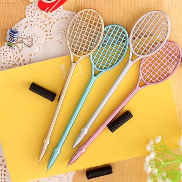 

new 4 colors badminton racket shape neutral pen personality stationery creative office supplies ia949