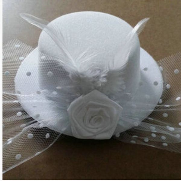 

3 colors lace big rose feather bow with dot m124 hat han kids children 17 cm hairpin hairpin accessories hat wedding pgraphy props, Black;brown