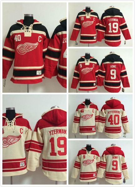 

2016 new, detroit red wings #9 gordie howe #19 steve yzerman hoodie red premier stitched mens ice hockey jersey hoodies sweatshirt 234, Black;red