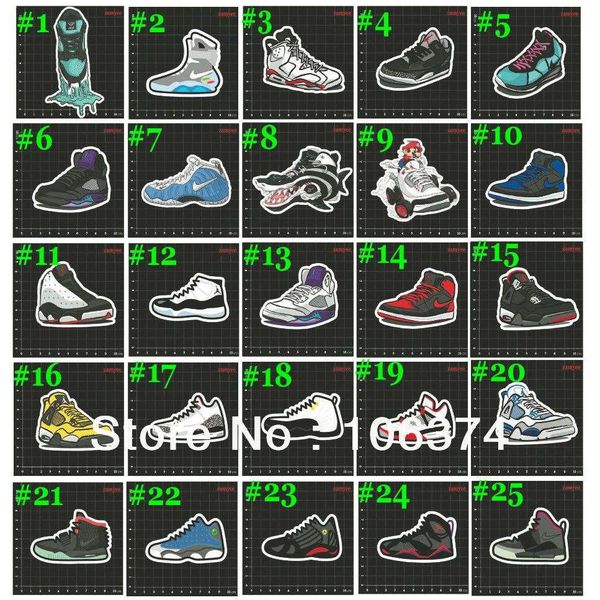 

wholesale-pvc stickers sneaker shape waterproof stickers decals for motocycle and other decoration (20pcs/lot