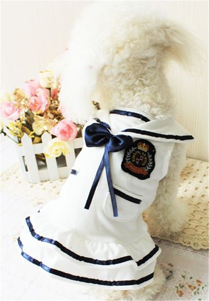 

B08 лето собака хлопок юбка платье - Военно-Морской Флот униформа дизайн лето собак