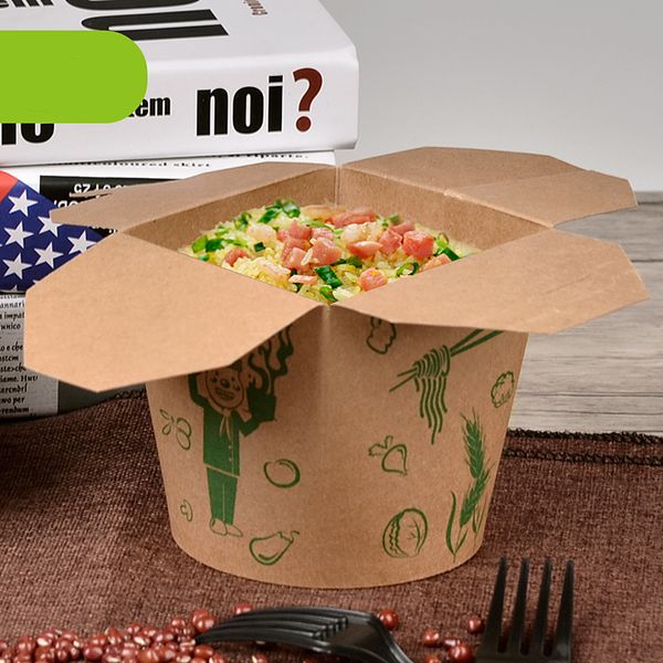 

Disposable Kraft Paper Bowl Good Quality Eco Friendly Cake Dessert Paper Bowl Takeaway Lunch Packing Box 100pcs/lot SK733