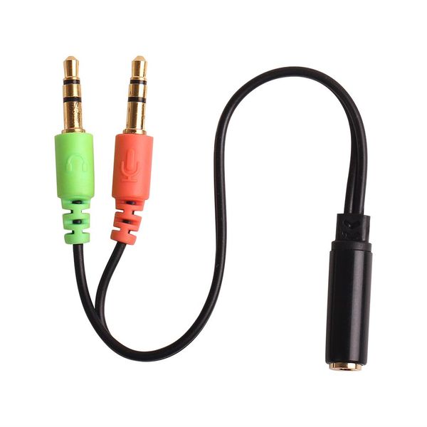 Neuer heißer Verkauf 3,5-mm-Buchse auf 2 männliche Klinkenstecker Kopfhörer-Mikrofon-Audio-Y-Splitter-Kabel Stereo-Audiokabel Freies Verschiffen 100 teile/los
