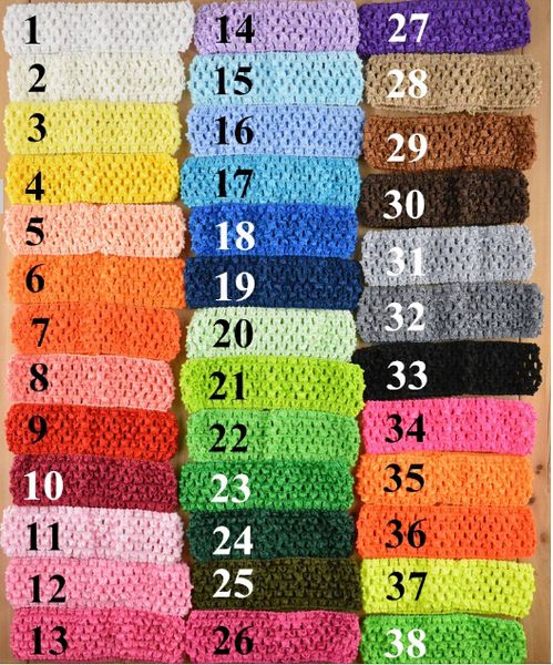 Venda quente 38Colors por atacado Oi-Qualidade 1.5inch Recém-nascido recém-nascido bebê menina top tutu de crochet cabelo arco de cabelo, 100 pcs