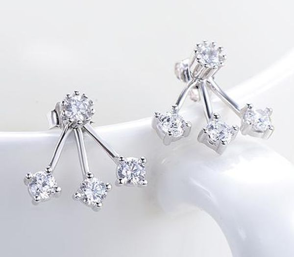 Pendientes de plata de ley 925, joyería de moda, rama de árbol pequeño, circonita, cristal de diamante, pendiente de estilo elegante para mujeres y niñas