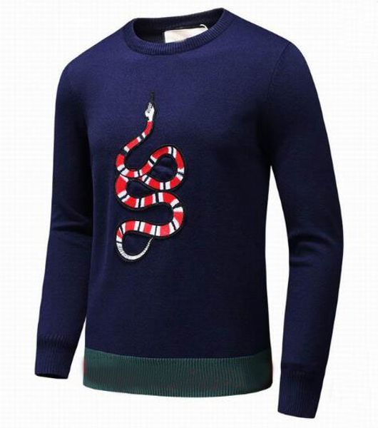 2018 Western Long Sleeve Mens Casual Sweater Italy Snake Print Autumn Pullover Crew Neck Sweaters Men Leisure Clothes Navy Blue 3xl From Panzhi1134,