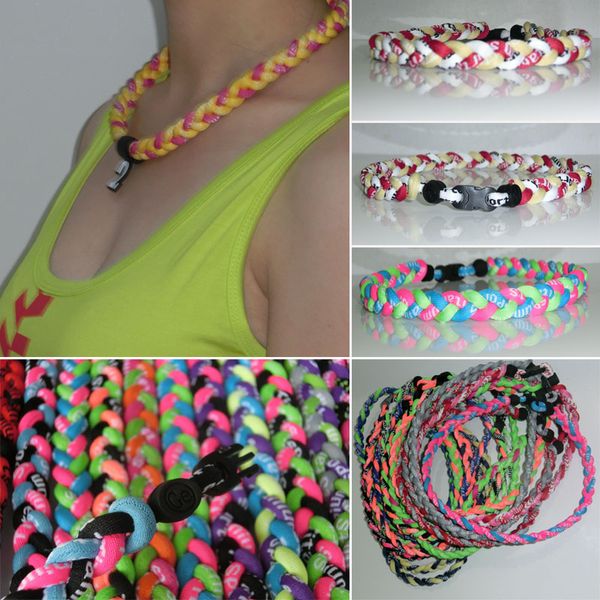 

titanium baseball sports tornado necklace double braid, Golden;silver