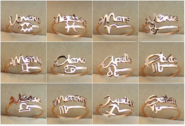 

Fashion new arrival 12 constellations Zodiac Finger Rings Gold Plated 316 titanium steel Adjustable size Women's Rings fashion jewelry