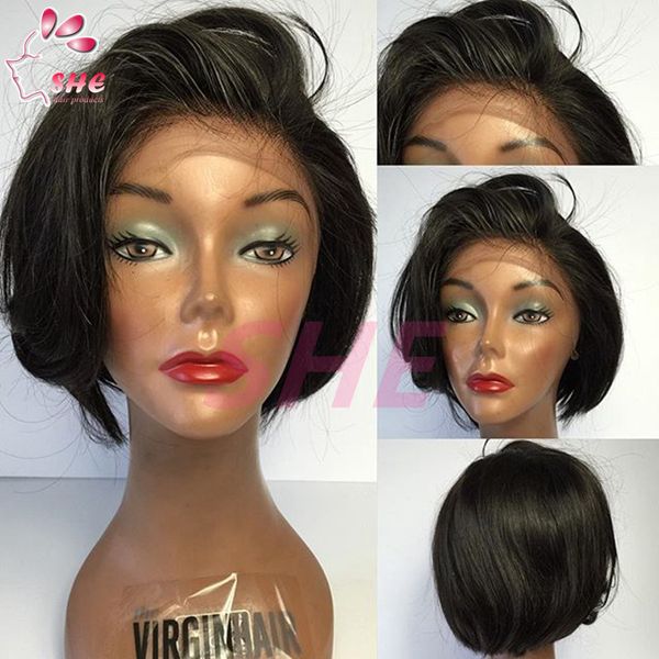 7a Short Bob Cut Wigs With Baby Hair Glueless Virgin Brazilian