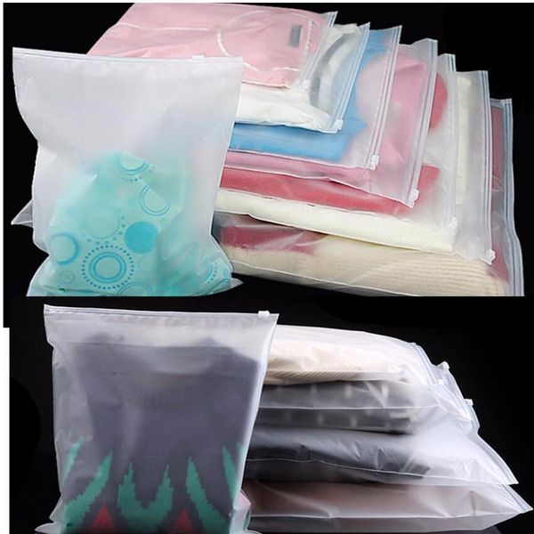 

travelling storage bag frosted thick plastic reclosable zipper poly bag storage packaging bag for clothes shoes jewelry