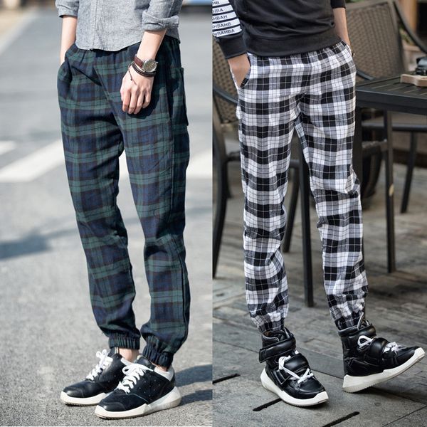 

wholesale-2015 new casual plaid joggers for men small cuff bandana jogger pants harem pants jogging homme pantalones chinos trousers, Black