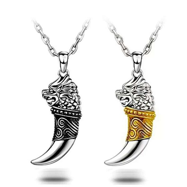 

925 silver items crystal jewelry statement necklaces vintage charms wolf spike totem infinity pendant tibetan style